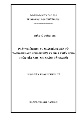 Luận văn thạc sĩ phát triển dịch vụ nhđt tại ngân hàng nông nghiệp và phát triển nông thôn việt nam chi nhánh tây hà nội