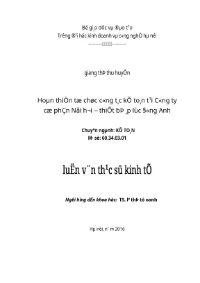 Luận văn thạc sĩ hoàn thiện tổ chức công tác kế toán tại công ty cổ phần nồi hơi thiết bị áp lực đông anh
