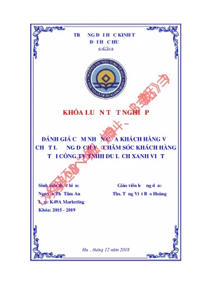 Đánh giá cảm nhận của khách hàng về chất lượng dịch vụ chăm sóc khách hàng tại công ty tnhh du lịch xanh việt