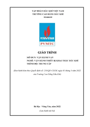 Giáo trình vận hành van nghề vận hành thiết bị khai thác dầu khí trung cấp