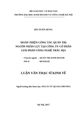 Luận văn thạc sĩ hubt công tác quản trị nguồn nhân lực tại công ty cổ phần giải pháp công nghệ trắc địa