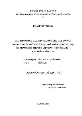 Luận văn thạc sĩ hubt chất lượng cho vay đối với doanh nghiệp nhỏ và vừa tại ngân hàng thương mại cổ phần công thương việt nam vietinbank