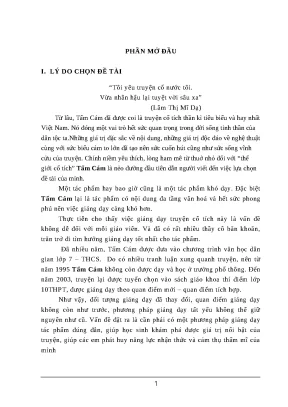 Khóa luận vai trò và tác dụng của yếu tố thần kì trong dạy học tấm cám nhằm phát huy năng lực nhận thức và cảm thụ thẩm mĩ cho học sinh lớp 10 thpt