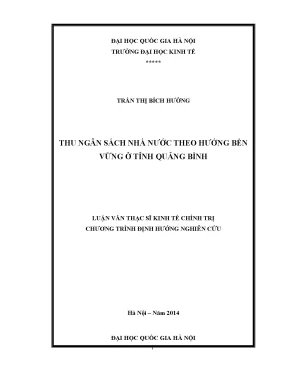 Luận văn thạc sĩ thu ngân sách nhà nước theo hướng bền vững tỉnh quảng bình