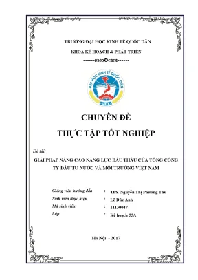 Giải pháp nâng cao năng lực đấu thầu của tổng công ty đầu tư nước và môi trường việt nam