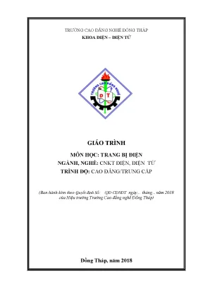 Giáo trình trang bị điện nghề công nghệ kỹ thuật điệnđiện tử cđtc