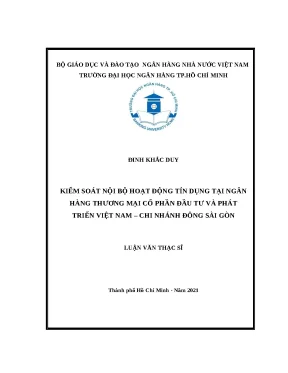 0890 kiểm soát nội bộ hoạt động tín dụng tại nhtm cp đầu tư và phát triển việt nam chi nhánh đông sài gòn luận văn thạc sĩ tcnh đinh khắc duy lê thị tha