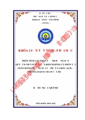 Phân tích các nhân tố ảnh hưởng đến quyết định vay vốn của khách hàng cá nhân tại ngân hàng thương mại cổ phần á châu acb phòng giao dịch an cựu huế