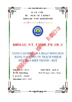 Nâng cao hiệu quả hoạt động bán hàng tại công ty trách nhiệm hữu hạn hiệp thành huế
