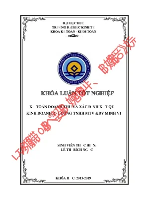 Khóa luận tốt nghiệp kế toán doanh thu và xác định kết quả kinh doanh tại công ty tnhh tm và dv minh vi