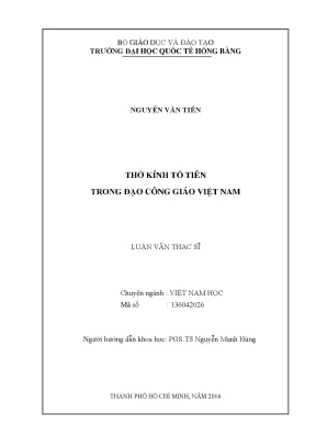 Luận văn thạc sĩ thờ kính tổ tiên trong đạo công giáo việt nam