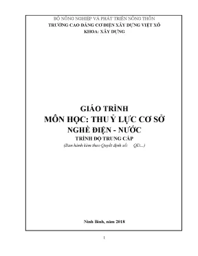 Giáo trình thủy lực cơ sở nghề điện nước trung cấp