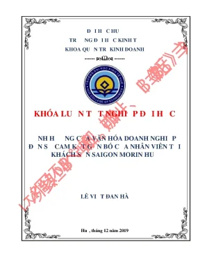 Khóa luận tốt nghiệp ảnh hưởng của văn hóa doanh nghiệp đến sự cam kết gắn bó của nhân viên tại khách sạn saigon morin huế