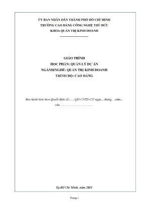 Giáo trình quản lý dự án dành cho bậc cao đẳng ngành quản trị kinh doanh