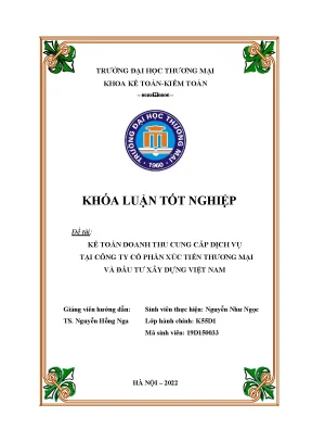 Kế toán doanh thu cung cấp dịch vụ tại công ty cổ phần xúc tiến thương mại và đầu tư xây dựng việt nam