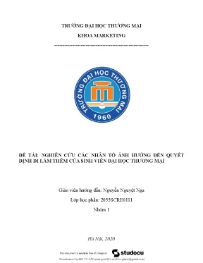 Nghiên cứu các nhân tố ảnh hưởng đến quyết định đi làm thêm của sinh viên đại học thương mại