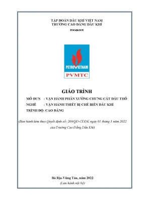 Giáo trình vận hành phân xưởng chưng cất dầu thô nghề vận hành thiết bị chế biến dầu khí cao đẳng