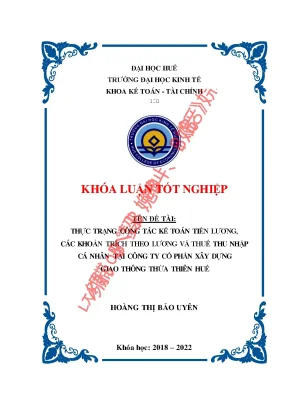Kế toán tiền lương các khoản trích theo lương và thuế tncn tại công ty cổ phần xây dựng giao thông thừa thiên huế