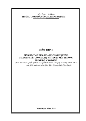 Giáo trình hoá học môi trường