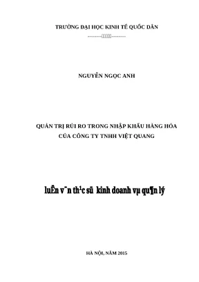 Luận án thạc sỹ kinh doanh và quản trị quản trị rủi ro trong nhập khẩu hàng hóa của công ty tnhh việt quang