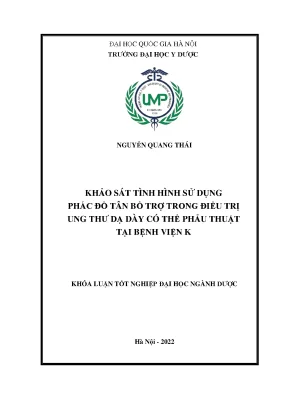 Khóa luận tốt nghiệp khảo sát tình hình sử dụng phác đồ tân bổ trợ trong điều trị ung thư dạ dày có thể phẫu thuật tại bệnh viện k