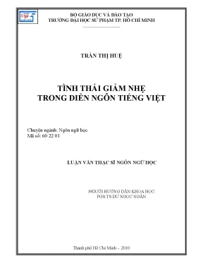 Luận văn thạc sĩ tình thái giảm nhẹ trong diễn ngôn tiếng việt