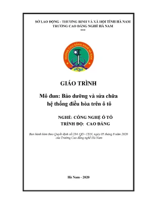 Giáo trình bảo dưỡng và sửa chữa hệ thống điều hòa trên ô tô nghề công nghệ ô tô cao đẳng