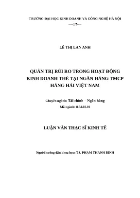 Luận văn tốt nghiệp quản trị rủi ro trong hoạt động kinh doanh thẻ tại ngân hàng tmcp hàng hải việt nam