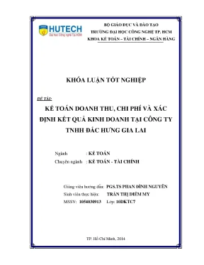 Khóa luận tốt nghiệp kế toán doanh thu chi phí và xác định kết quả kinh doanh tại công ty tnhh đắc hưng gia lai