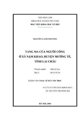 Luận văn thạc sĩ tang ma của người cống ở xã nậm khao huyện mường tè tỉnh lai châu