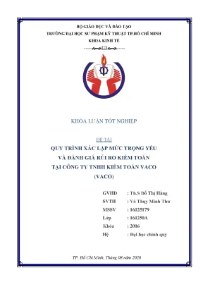 Khóa luận tốt nghiệp quy trình xác lập mức trọng yếu và đánh giá rủi ro kiểm toán tại công ty tnhh kiểm toán vaco vaco