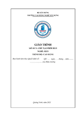 Giáo trình chế tạo phôi hàn tham khảo