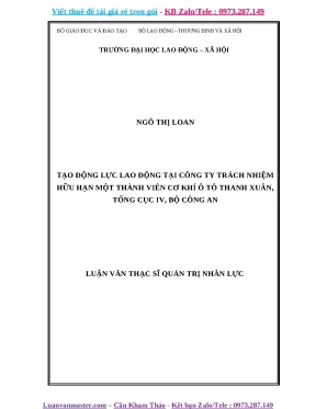 Luận văn tạo động lực lao động tại công ty trách nhiệm hữu hạn một thành viên cơ khí ô tô thanh xuân tổng cục iv bộ công an