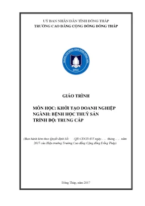 Giáo trình khởi tạo doanh nghiệp nghề bệnh học thuỷ sản trung cấp