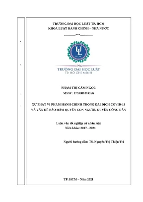 Luận văn xử phạt vi phạm hành chính trong đại dịch covid 19 và vấn đề bảo đảm quyền con người quyền công dân