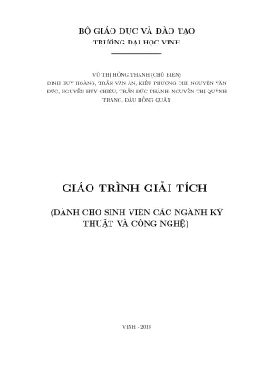 Giáo trình giải tích trường đh vinh