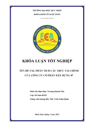 Phân tích cấu trúc tài chính của công ty cổ phần xây dựng 47