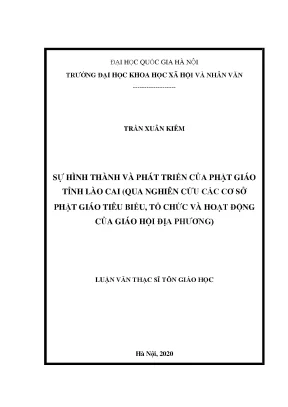 Luận văn thạc sĩ sự hình thành và phát triển của phật giáo tỉnh lào cai thông qua nghiên cứu các cơ sở phật giáo tiêu biểu tổ chức và hoạt động của giáo hội địa phương