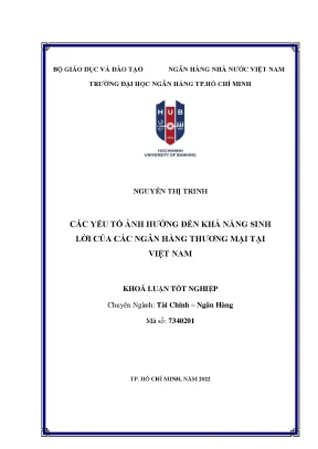Các yếu tố ảnh hưởng đến khả năng sinh lời của các ngân hàng thương mại tại việt nam
