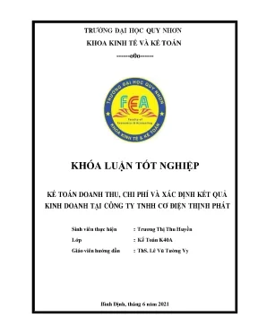 Kế toán doanh thu chi phí và xác định kết quả kinh doanh tại công ty tnhh cơ điện thịnh phát