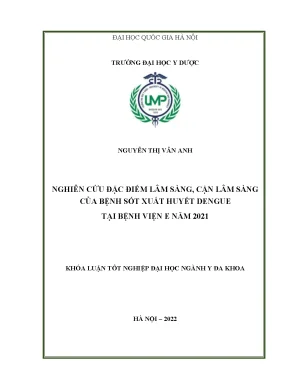 Khóa luận tốt nghiệp nghiên cứu đặc điểm lâm sàng cận lâm sàng của bệnh sốt xuất huyết dengue tại bệnh viện e
