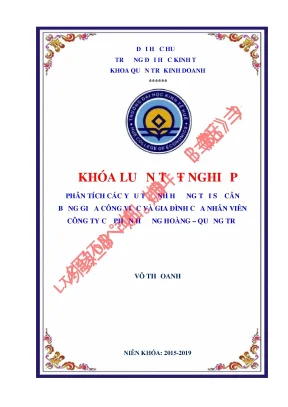 Phân tích các yếu tố ảnh hưởng tới sự cân bằng giữa công việc và gia đình của nhân viên công ty cổ phần hương hoàng quảng trị