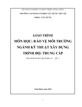 Giáo trình bảo vệ môi trường nghề kỹ thuật xây dựng trung cấp