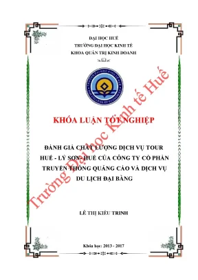 Đánh giá chất lượng dịch vụ tour huế lý sơn huế của công ty cổ phần truyền thông quảng cáo và dịch vụ du lịch đại bàng