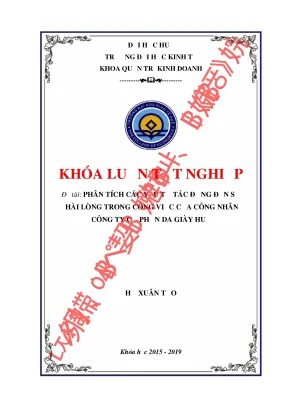 Phân tích các yếu tố tác động đến sự hài lòng trong công việc của công nhân công ty cổ phần da giày huế