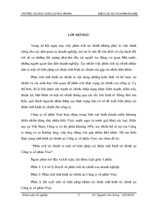 Khóa luận phân tích tài chính và một số biện pháp cải thiện tình hình tài chính tại công ty cổ phần vital