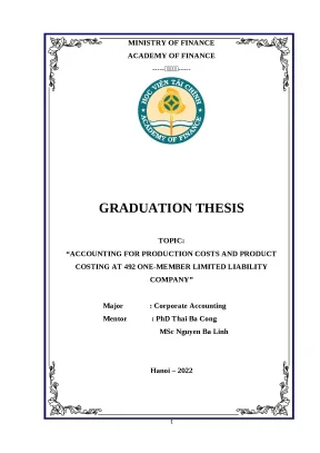 Luận văn bằng tiếng anh graduation thesis accounting for production costs and product costing at 492 onemember limited liability company