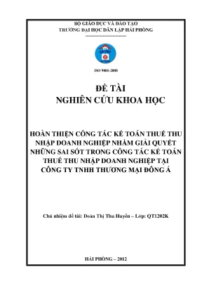 Hoàn thiện công tác kế toán thuế thu nhập doanh nghiệp nhằm giải quyết những sai sót trong công tác kế toán thuế thu nhập doanh nghiệp