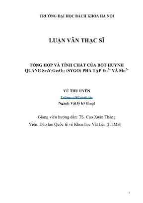 Tổng hợp và tính chất của bột huỳnh quang sr3y2ge3o12 sygo pha tạp eu3 và mn2