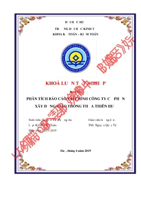 Khóa luận tốt nghiệp phân tích báo cáo tài chính công ty cổ phần xây dựng giao thông thừa thiên huế